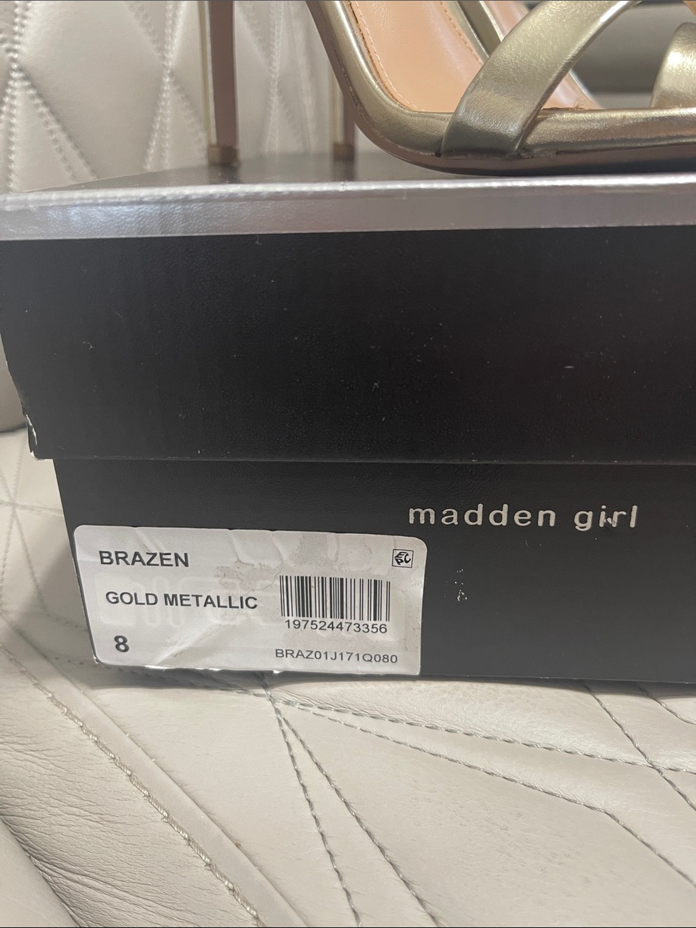 Madden Girl Metallic Gold Ankle Strap Stiletto Sandals - Picture 2 of 12